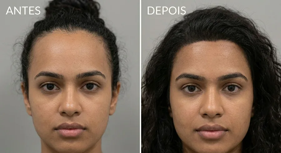 Antes e depois frontoplastia redutora em Goiânia – redução da testa transplante capilar resultado definitivo