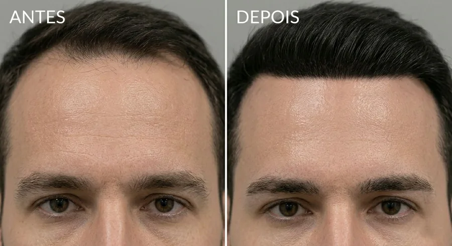 Antes e depois redução da testa masculina em Goiânia – frontoplastia redutora transplante capilar FUE